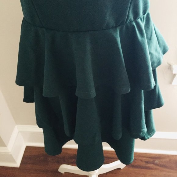 Anthropology Altar'd State Green Tier Ruffle Dress Keyhole Back Size Med - Picture 5 of 6